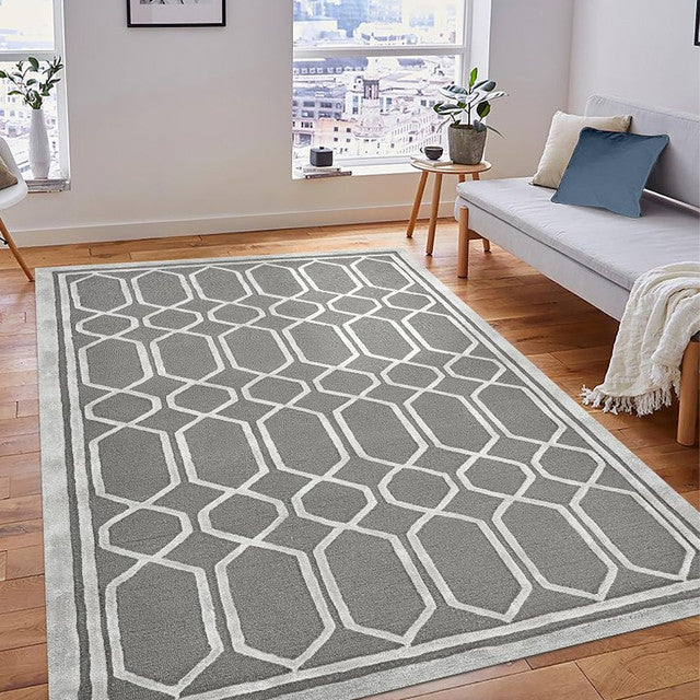 Modern Geometric Pattern Hand Tufted Carpet | 10 x 8 Feet