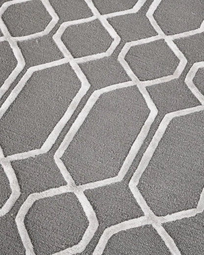 Modern Geometric Pattern Hand Tufted Carpet | 10 x 8 Feet