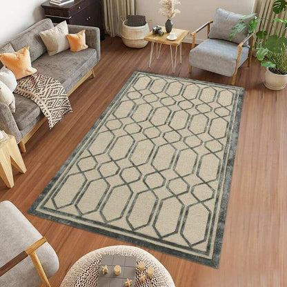 Lineation Silver Wool Hand Tufted Rug Carpet