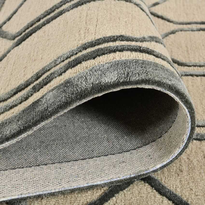 Lineation Silver Wool Hand Tufted Rug Carpet