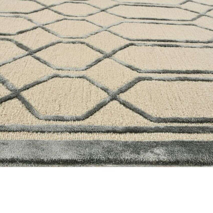 Lineation Silver Wool Hand Tufted Rug Carpet