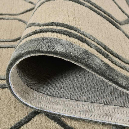 Lineation Silver Wool Hand Tufted Rug Carpet