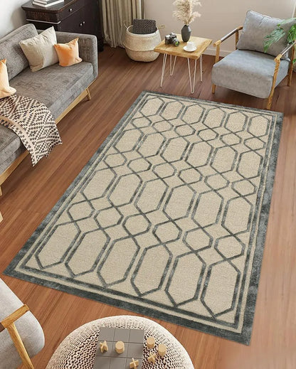 Modern Geometric Pattern Hand Tufted Carpet | 10 x 8 Feet