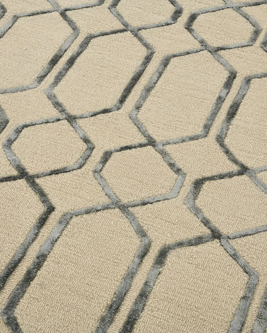 Modern Geometric Pattern Hand Tufted Carpet | 10 x 8 Feet