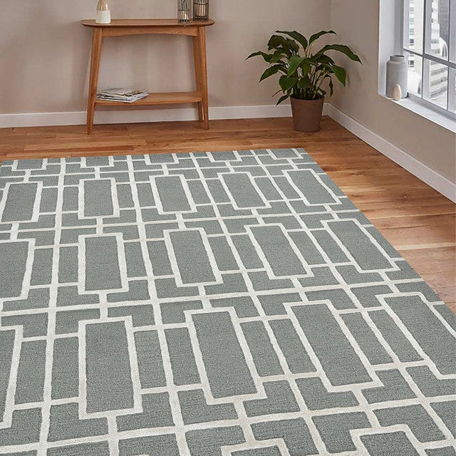 Striking Geometric Pattern Hand Tufted Carpet | 10 x 8 Feet