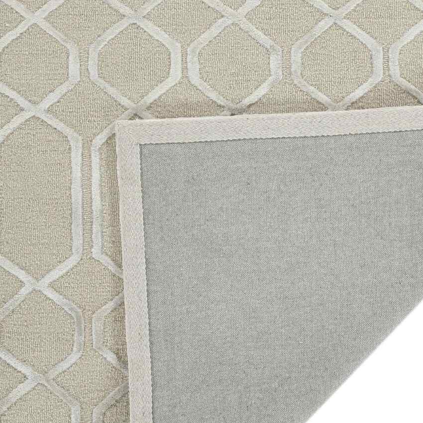 Beige Wool Lineation Hand Tufted Rug Carpet