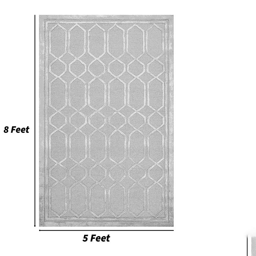 Beige Wool Lineation Hand Tufted Rug Carpet