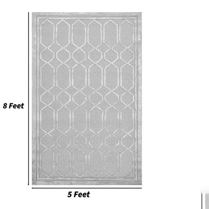 Beige Wool Lineation Hand Tufted Rug Carpet