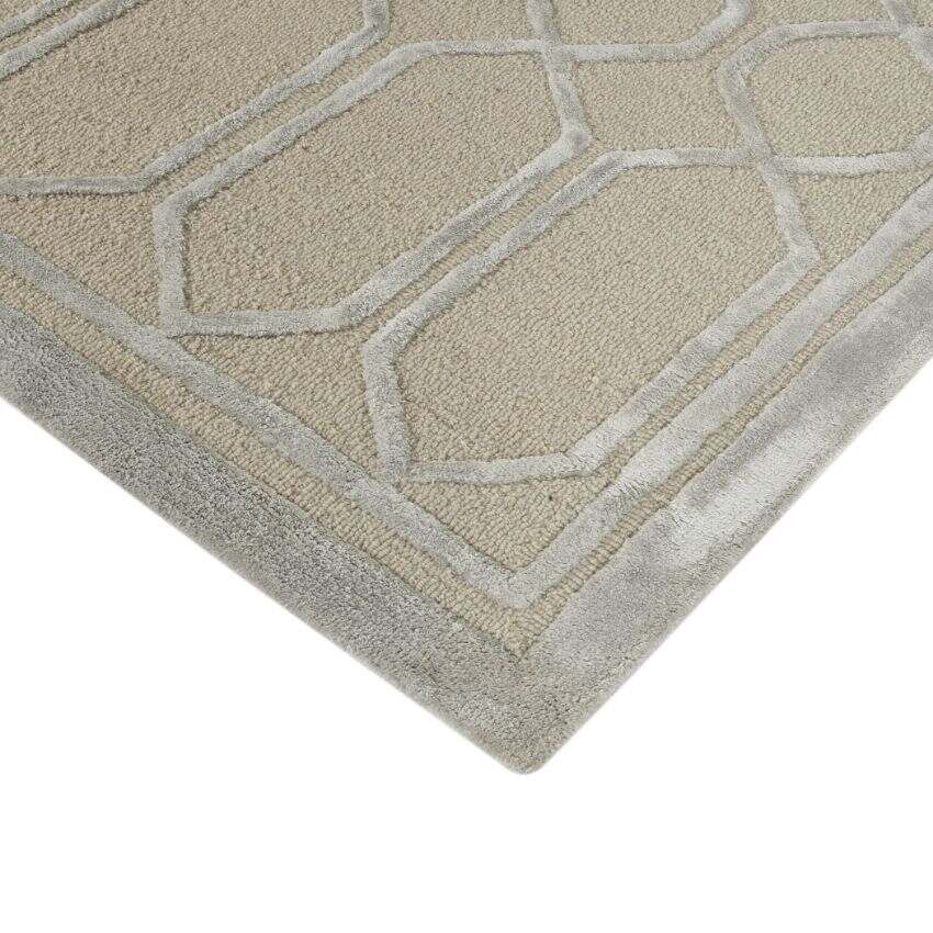 Beige Wool Lineation Hand Tufted Rug Carpet