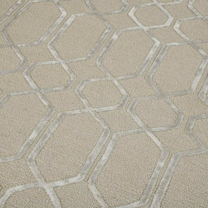 Beige Wool Lineation Hand Tufted Rug Carpet