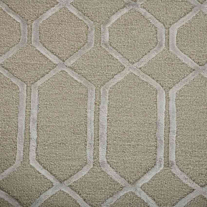 Beige Wool Lineation Hand Tufted Rug Carpet