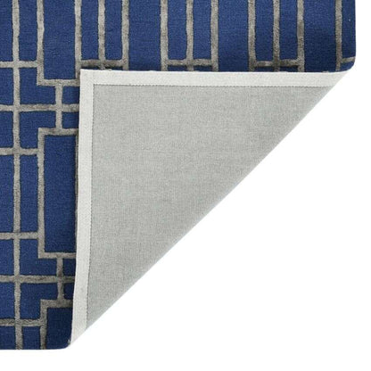 Navy Wool Lineation Hand Tufted Rug Carpet