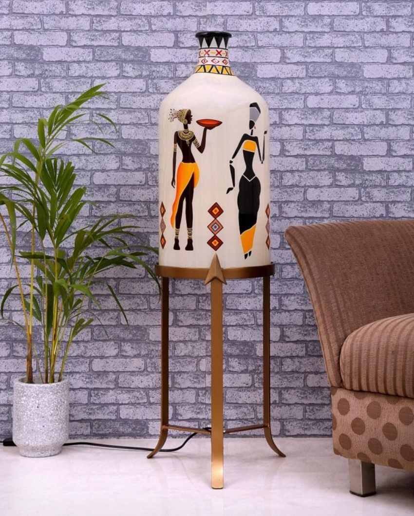 Twist and Turn Hand Painted Multicolor Glass Floor Lamp with Stand | 11 x 40 inches