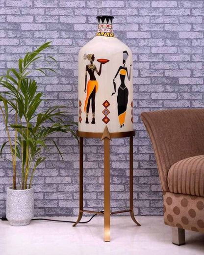 Twist and Turn Hand Painted Multicolor Glass Floor Lamp with Stand | 11 x 40 inches