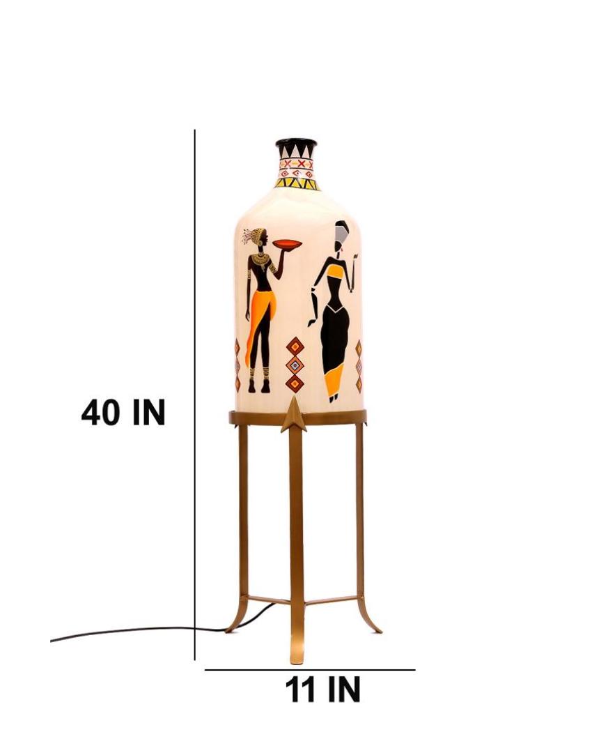 Twist and Turn Hand Painted Multicolor Glass Floor Lamp with Stand | 11 x 40 inches