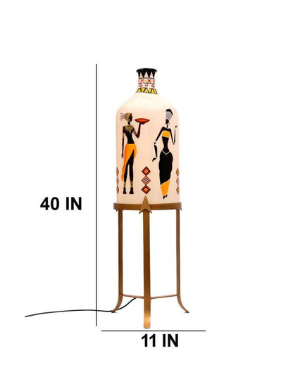 Twist and Turn Hand Painted Multicolor Glass Floor Lamp with Stand | 11 x 40 inches