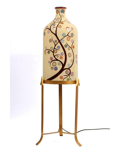 Artful Timber Hand Painted Multicolor Glass Floor Lamp with Stand | 11 x 40 inches