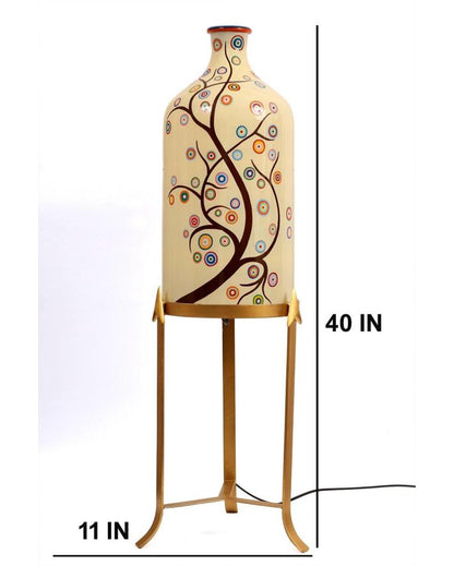 Artful Timber Hand Painted Multicolor Glass Floor Lamp with Stand | 11 x 40 inches