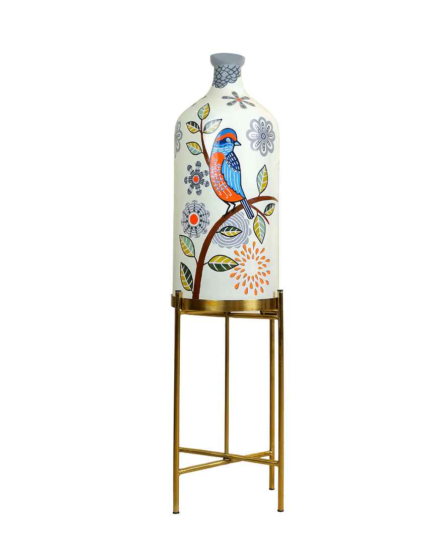 Feather Beauty Glass Floor Lamp with Foldable Metal Stand | 11 x 41 inches
