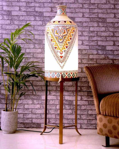 Finesse Hand Painted Multicolor Glass Floor Lamp with Stand | 11 x 40 inches