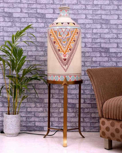 Finesse Hand Painted Multicolor Glass Floor Lamp with Stand | 11 x 40 inches