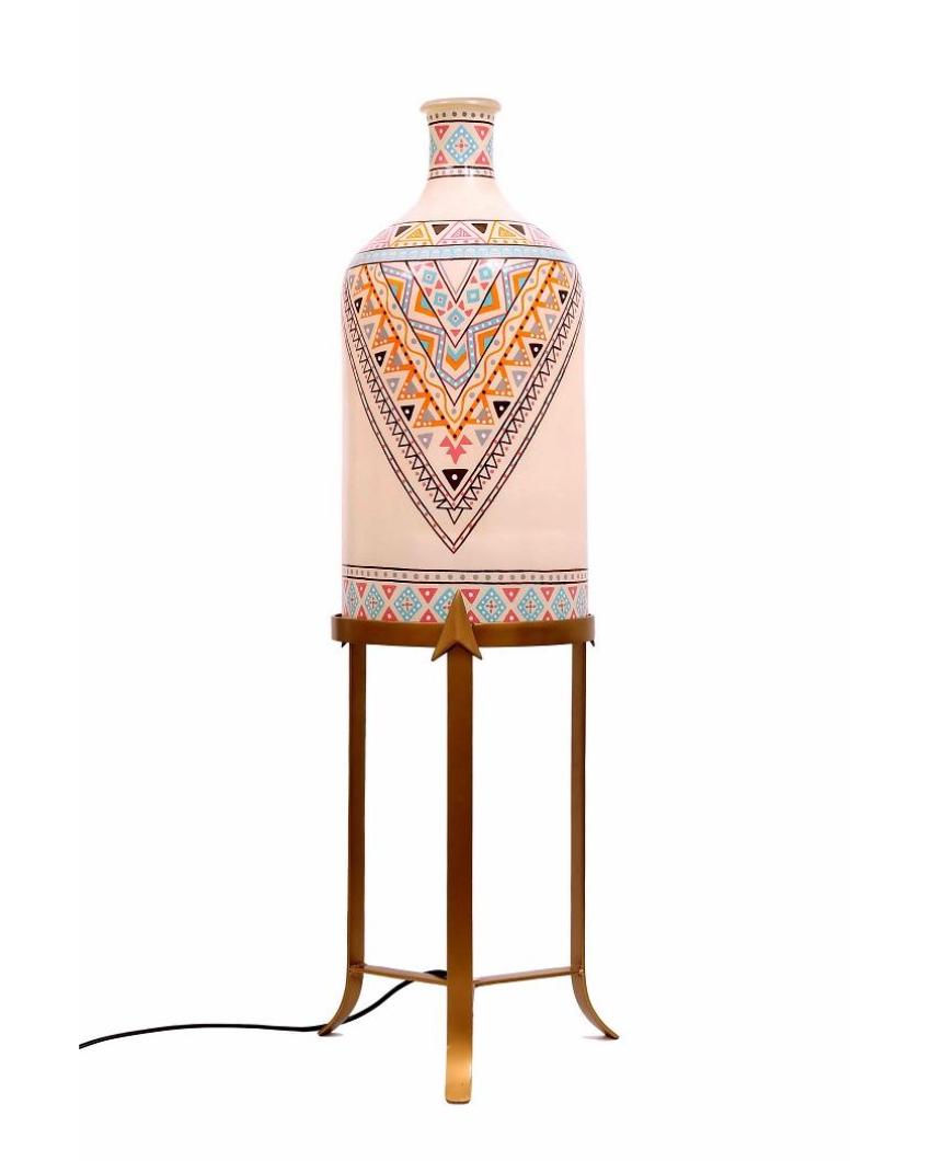 Finesse Hand Painted Multicolor Glass Floor Lamp with Stand | 11 x 40 inches