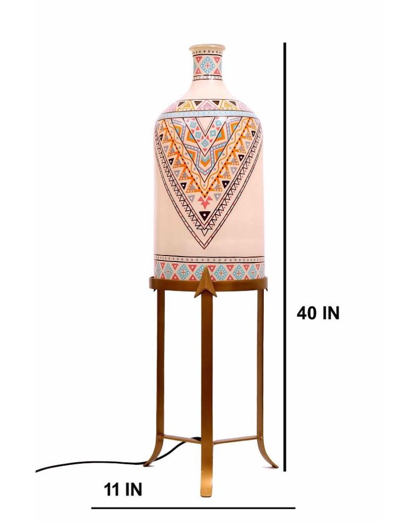 Finesse Hand Painted Multicolor Glass Floor Lamp with Stand | 11 x 40 inches