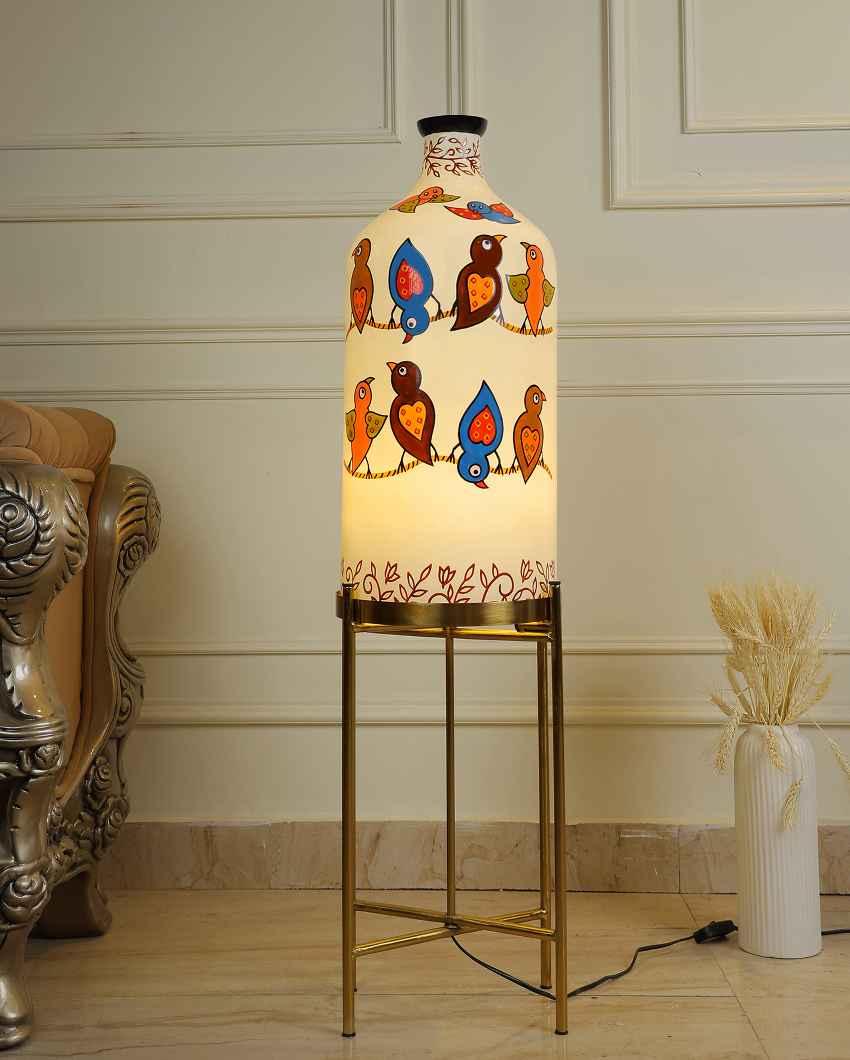 Vibrant Wings Glass Floor Lamp with Stand | 11 x 41 inches
