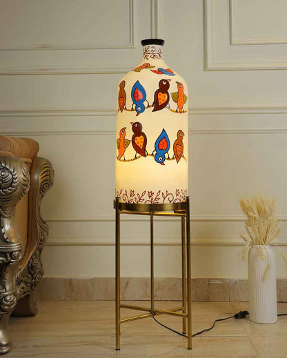 Vibrant Wings Glass Floor Lamp with Stand | 11 x 41 inches