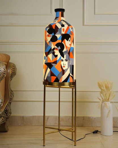 Classy Countenance Glass Floor Lamp with Foldabel Metal Stand | 11 x 41 inches