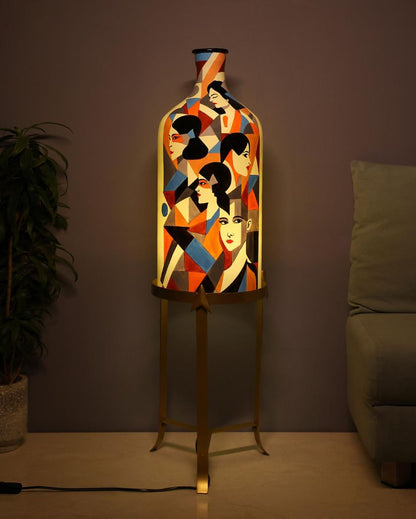 Classy Countenance Hand Painted Multicolor Glass Floor Lamp with Stand | 11 x 40 inches