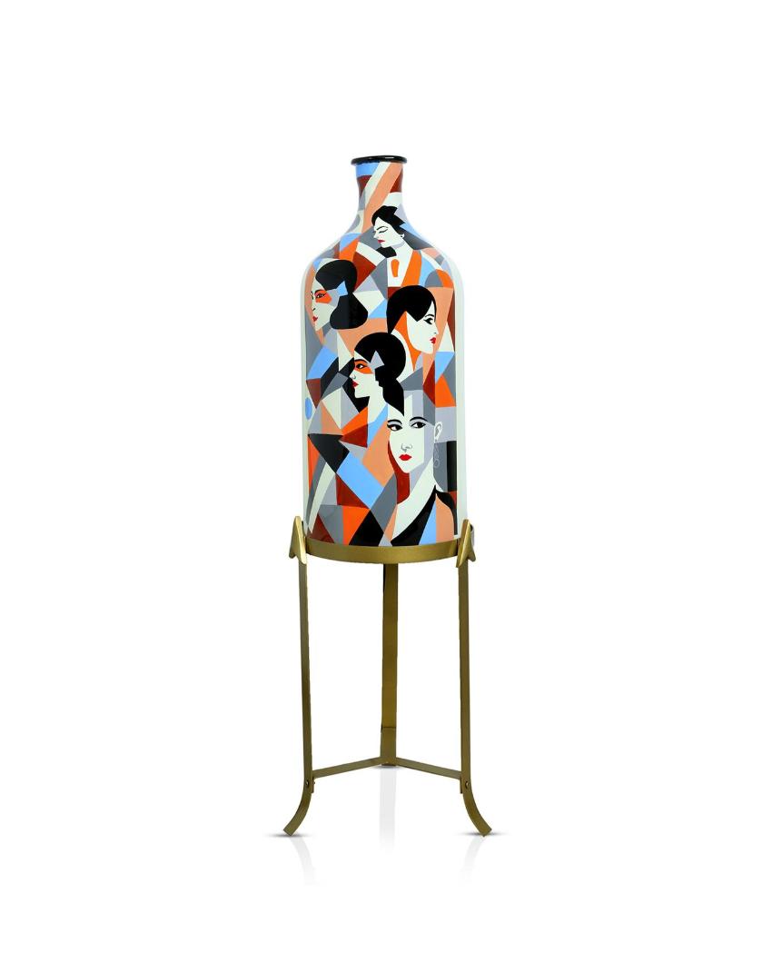 Classy Countenance Hand Painted Multicolor Glass Floor Lamp with Stand | 11 x 40 inches