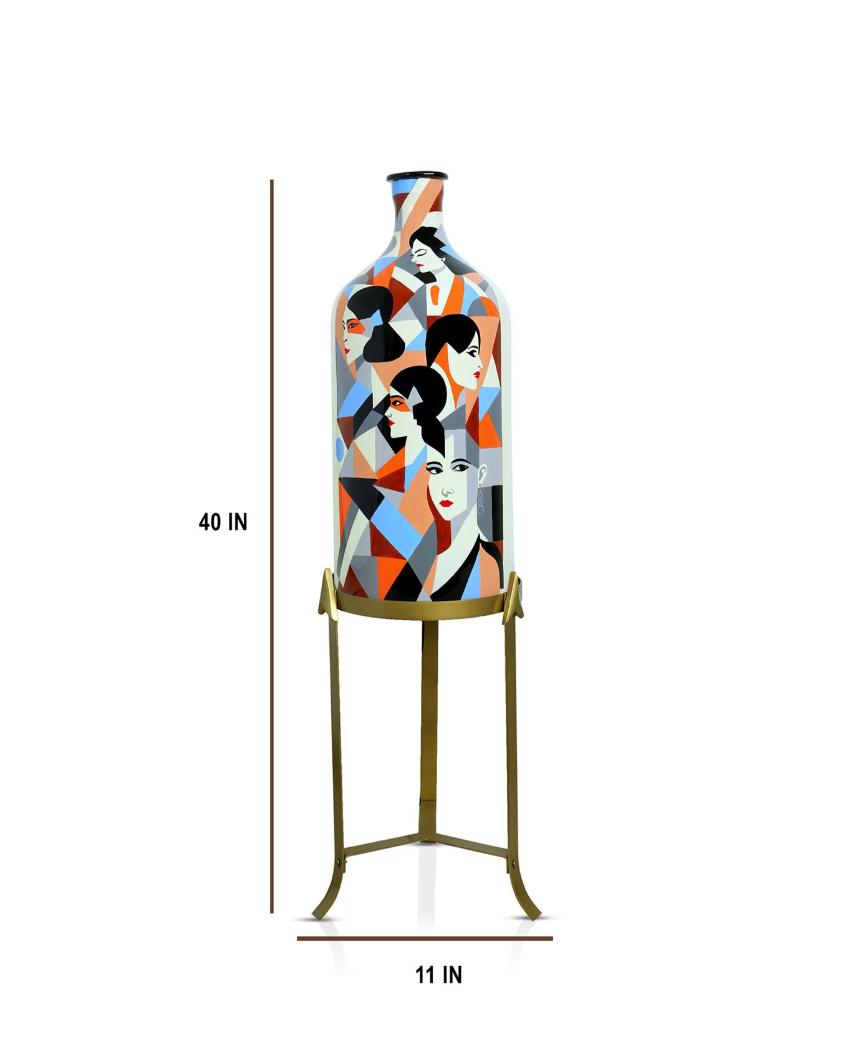 Classy Countenance Hand Painted Multicolor Glass Floor Lamp with Stand | 11 x 40 inches