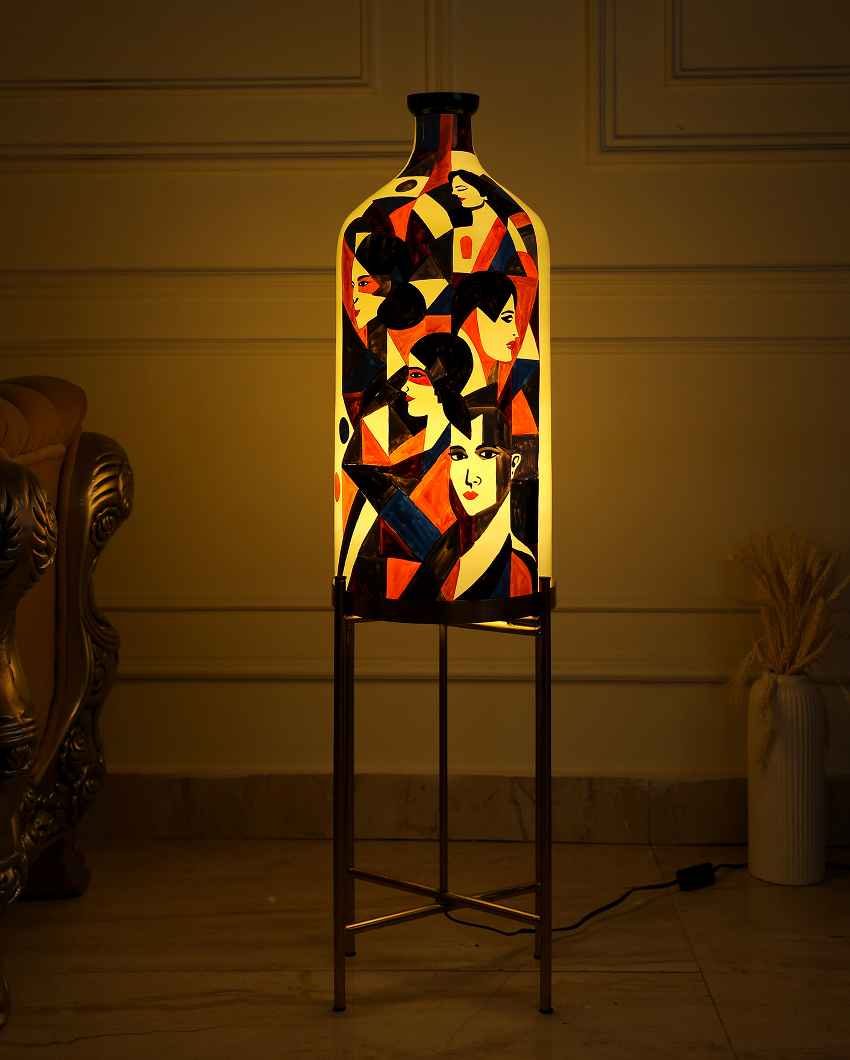 Classy Countenance Glass Floor Lamp with Foldabel Metal Stand | 11 x 41 inches