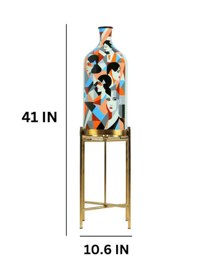 Classy Countenance Glass Floor Lamp with Foldabel Metal Stand | 11 x 41 inches