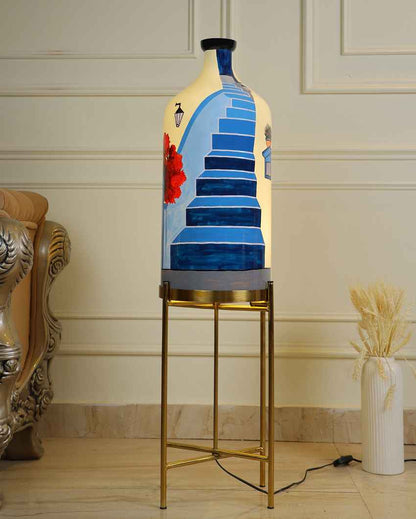 Escalier Flight Glass Floor Lamp with Foldabel Metal Stand | 11 x 41 inches