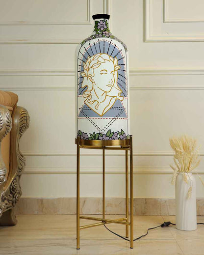 Aesthetic Elegance Glass Floor Lamp with Foldabel Metal Stand | 11 x 41 inches