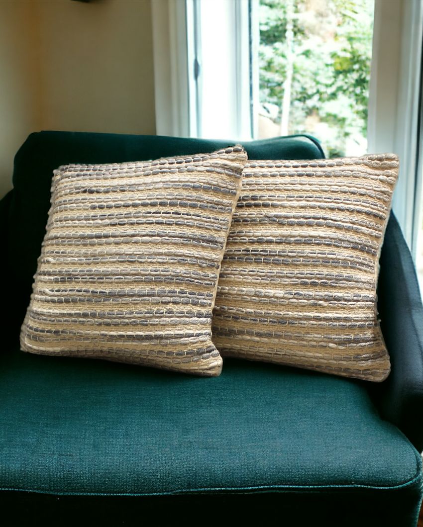 Blue Hand Woven Cotton Cushion Cover | 18 x 18 inches