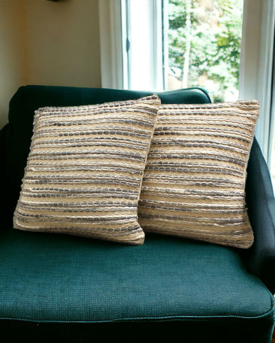 Blue Hand Woven Cotton Cushion Cover | 18 x 18 Inches