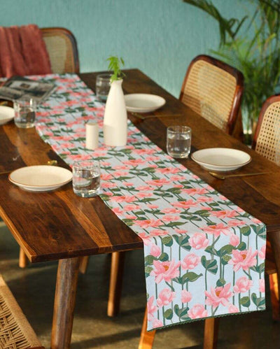 Lotus Printed Cotton Table Runner | 13 x 59 inches