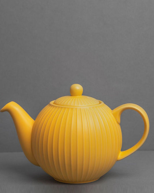 Globe Yellow Textured Teapot with Strainer Spout