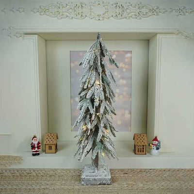 Frosty Downward Branches Table Top Christmas Tree with Lights Display | 9 x 30 inches