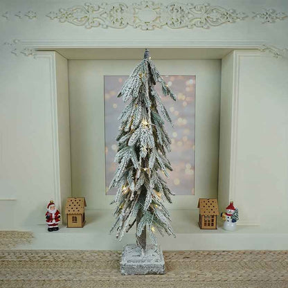 Frosty Downward Branches Table Top Christmas Tree with Lights Display | 9 x 30 inches