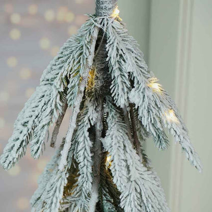 Frosty Downward Branches Table Top Christmas Tree with Lights Display | 9 x 30 inches