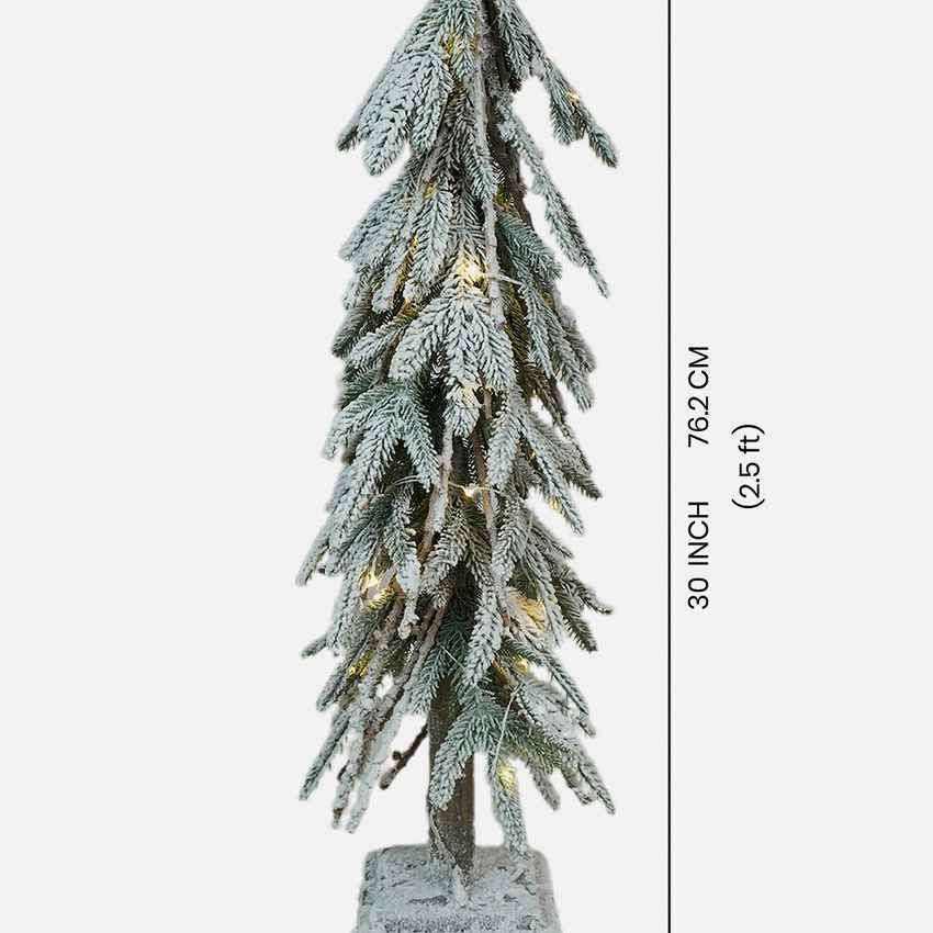 Frosty Downward Branches Table Top Christmas Tree with Lights Display | 9 x 30 inches