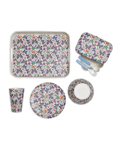 Butterfly Print Bamboo Fiber Kids Dinner Set