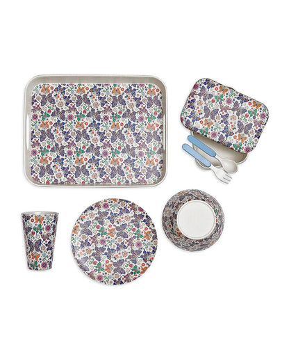 Butterfly Print Bamboo Fiber Kids Dinner Set