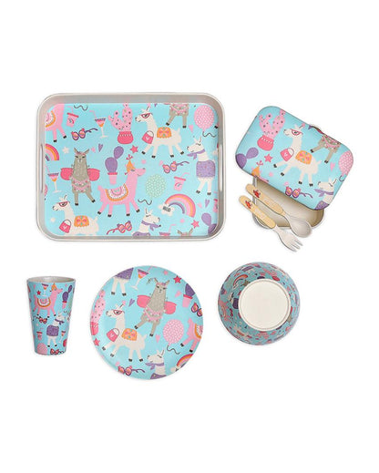 Unicorn Print Bamboo Fiber Kids Dinner Set