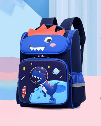 Playful Navy 2D Pop Dino Space Backpack | 15 x 10 x 7 inches