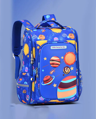Superstar Look Blue 2d Pop Space Planets School Backpack | 15 x 11 inches